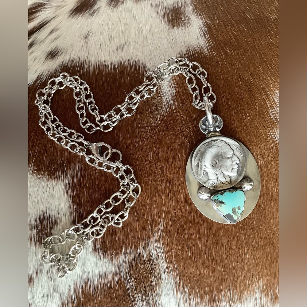 Buffalo Nickel & Turquoise Necklace